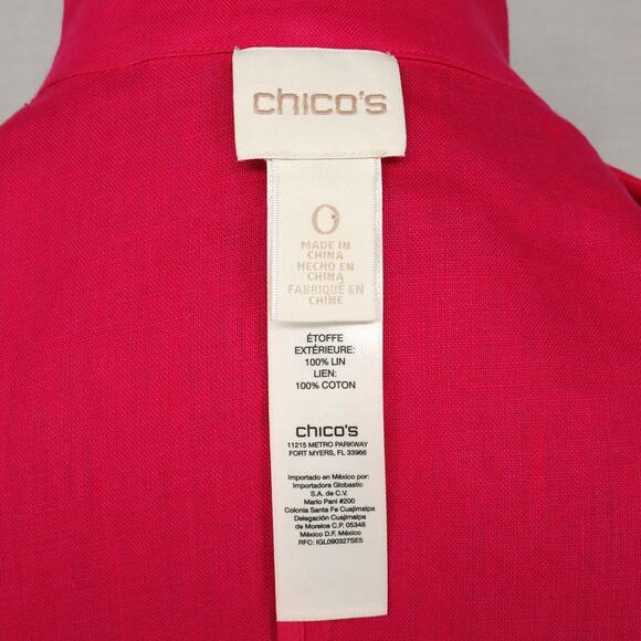 Chicos Jacket 0 Womens 4 Small Linen Pink Embroidered Cut Outs Open Lightweight - Picture 3 of 16